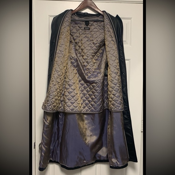 Thinsulate Genuine Long Women’s Black Leather Trench Coat - Picture 9 of 16